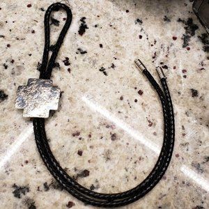 JAN LOCO CROSS STERLING SILVER BOLO TIE